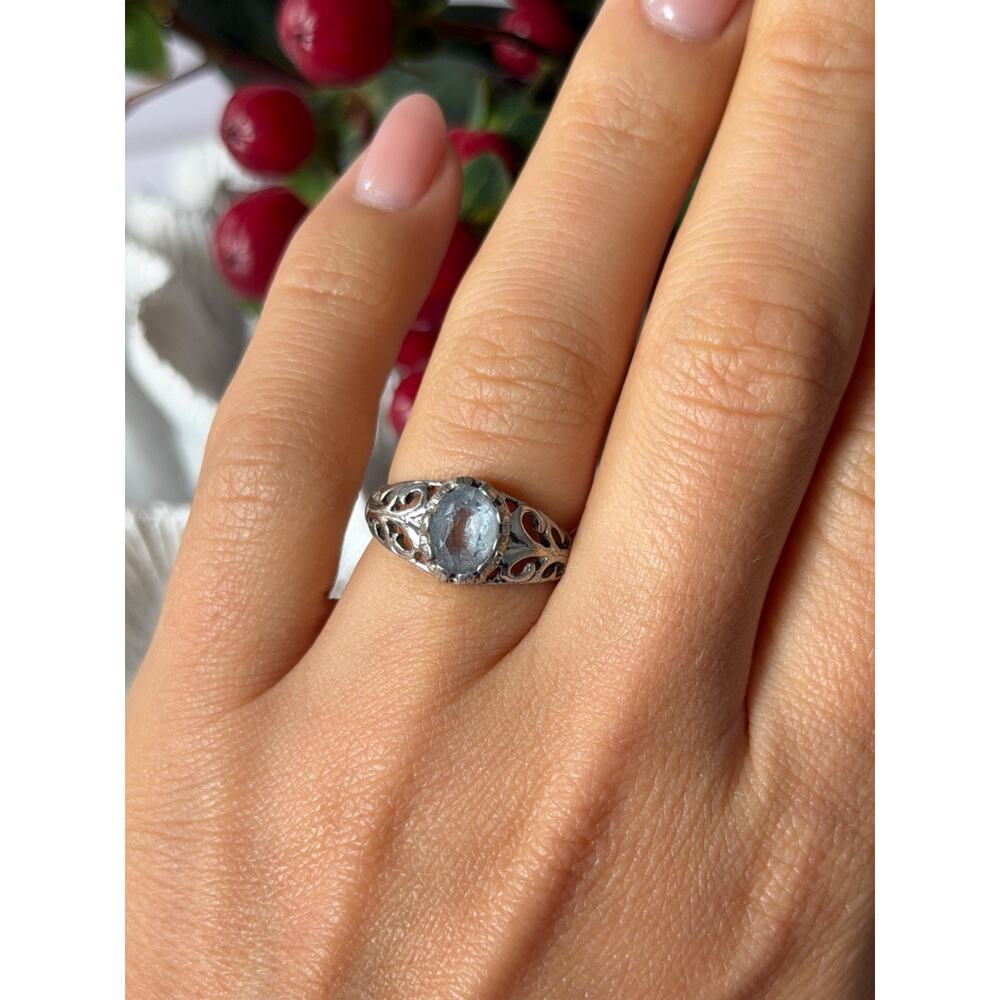 Seta Vintage 925 Sterling Silver Aquamarine Ring Size 6